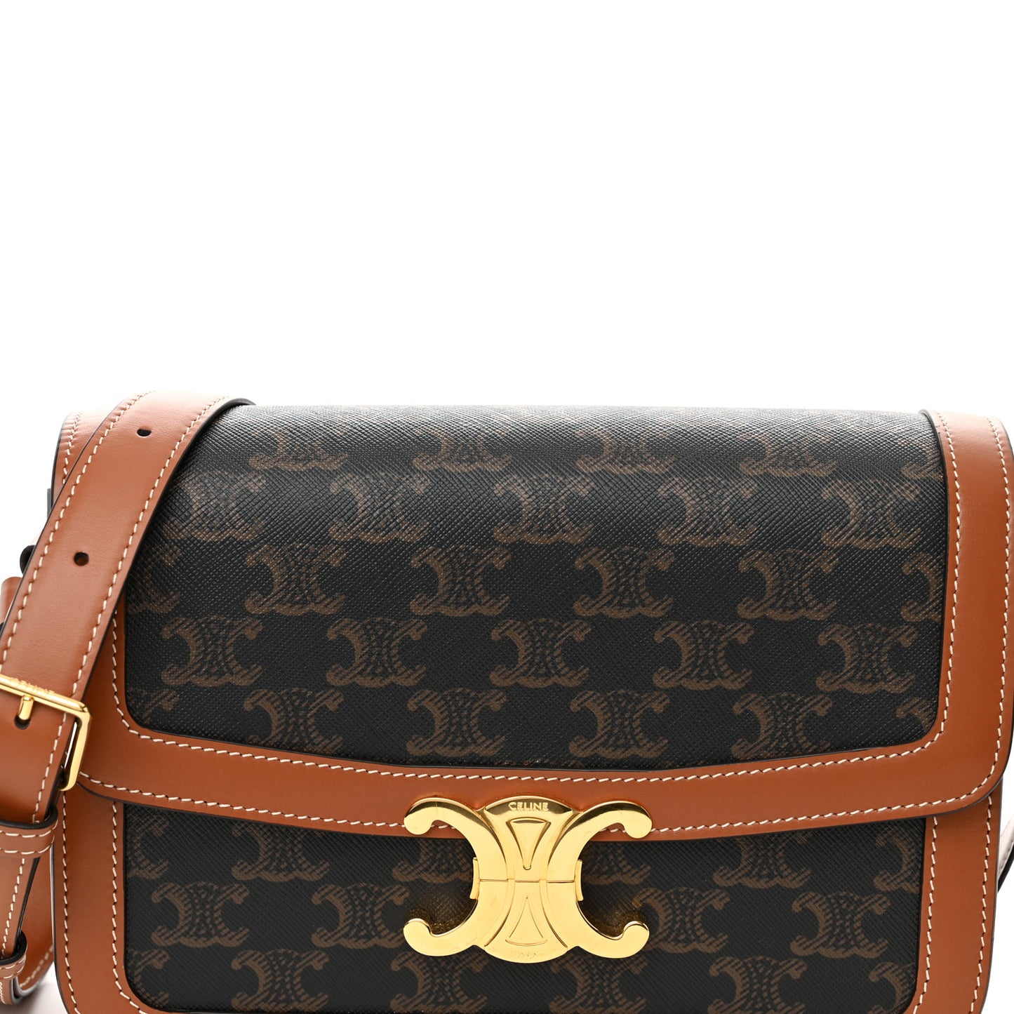 Triomphe Canvas Calfskin Medium Triomphe Bag Tan