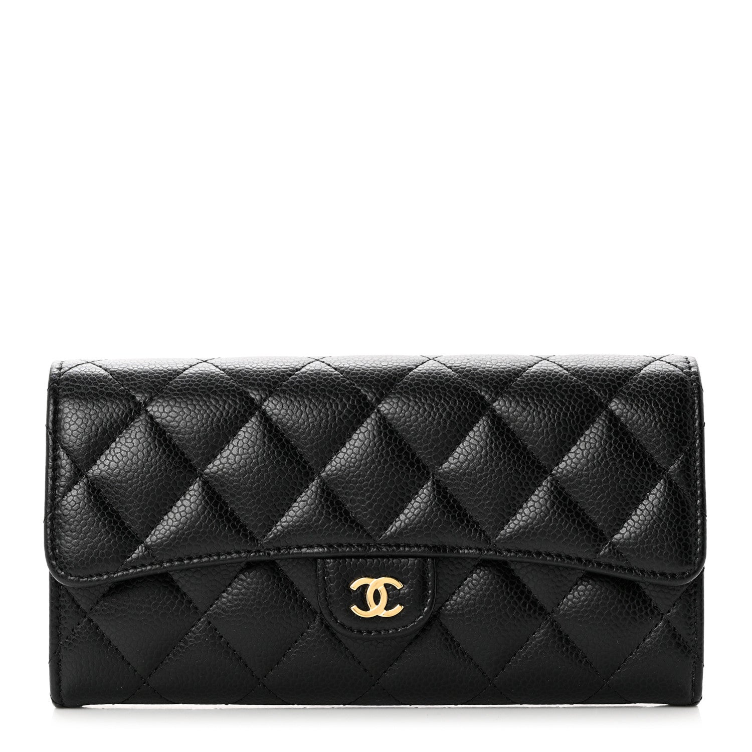 Chanel Caviar Quilted Large Gusset Flap Wallet Black 1 of 9