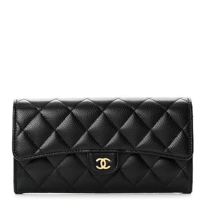 Chanel Caviar Quilted Large Gusset Flap Wallet Black 1 of 9