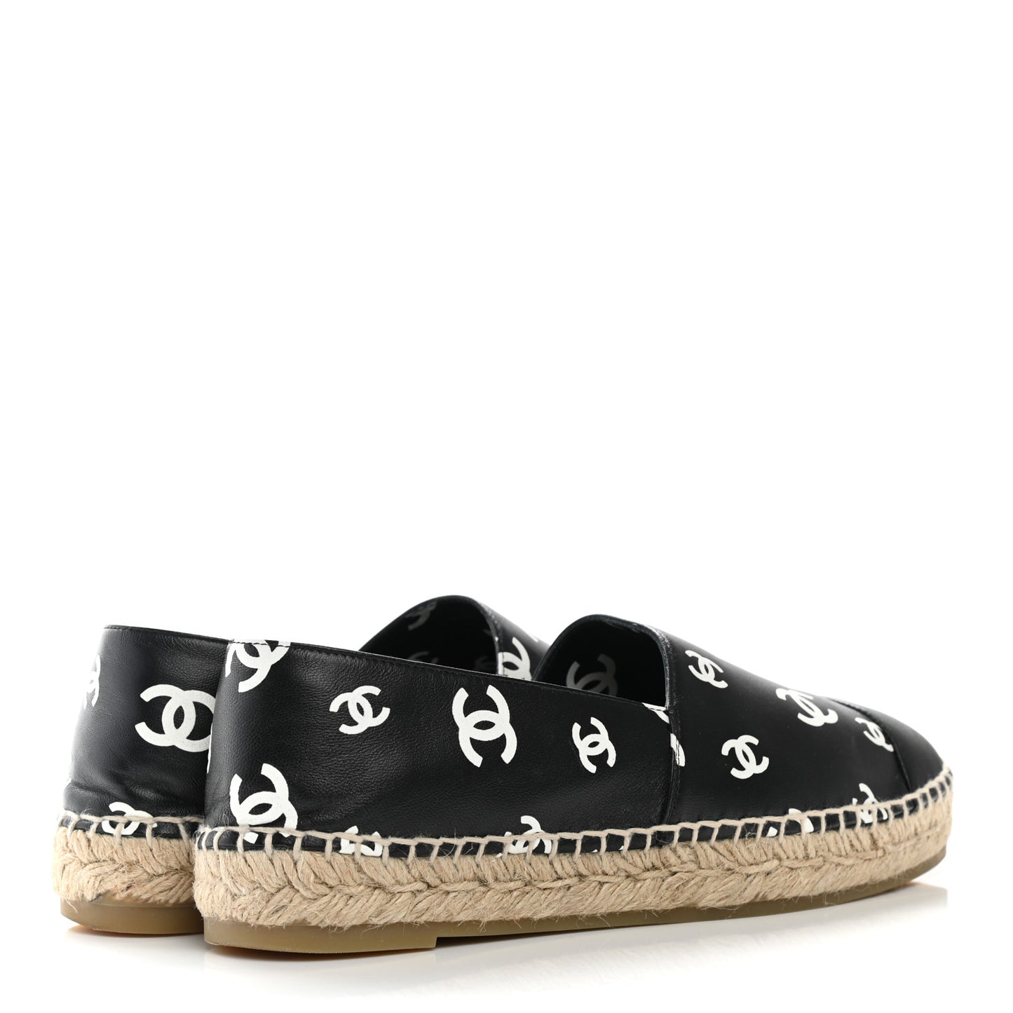 Lambskin Printed CC Espadrilles 39 Black White