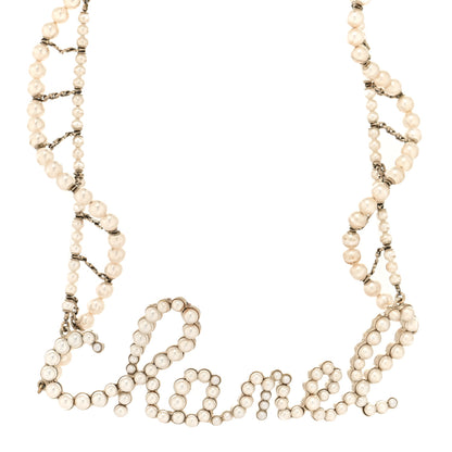 Chanel Metal Glass Swirling Pearls Necklace Gold 1 of 5