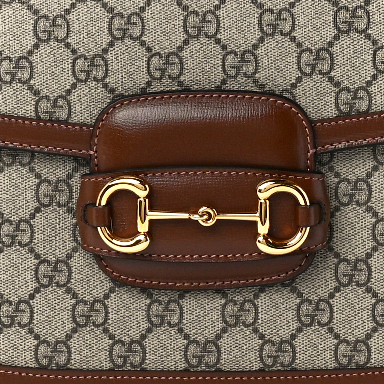 Gucci GG Supreme Monogram Horsebit 1955 Shoulder Bag Beige Brown Sugar 10 of 13