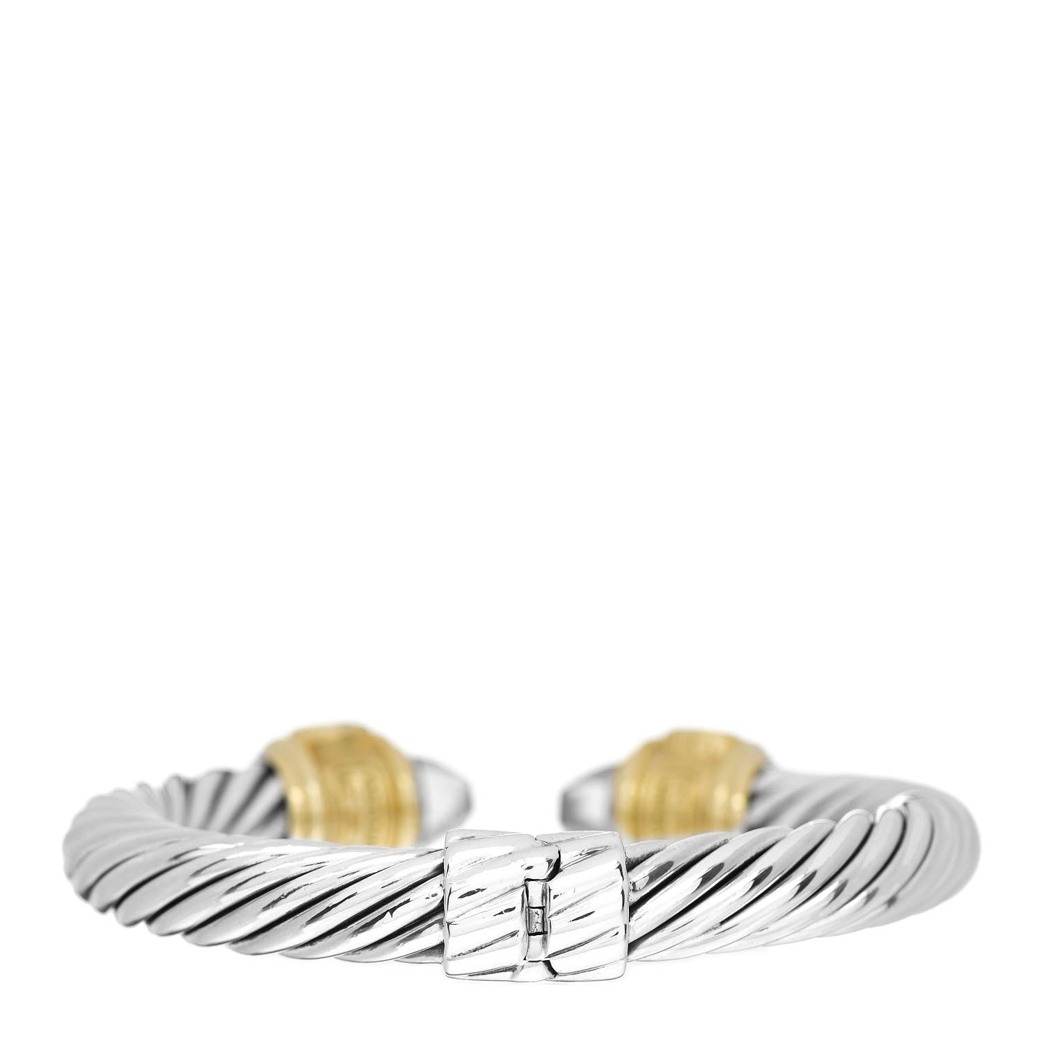 David Yurman Sterling Silver 14K Yellow Gold Rose Quartz Pink Tourmaline 10mm Renaissance Cable Bracelet 2 of 4