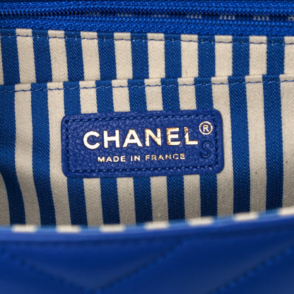 Chanel Calfskin Quilted Chevron Small Single Flap Blue 6 of 10