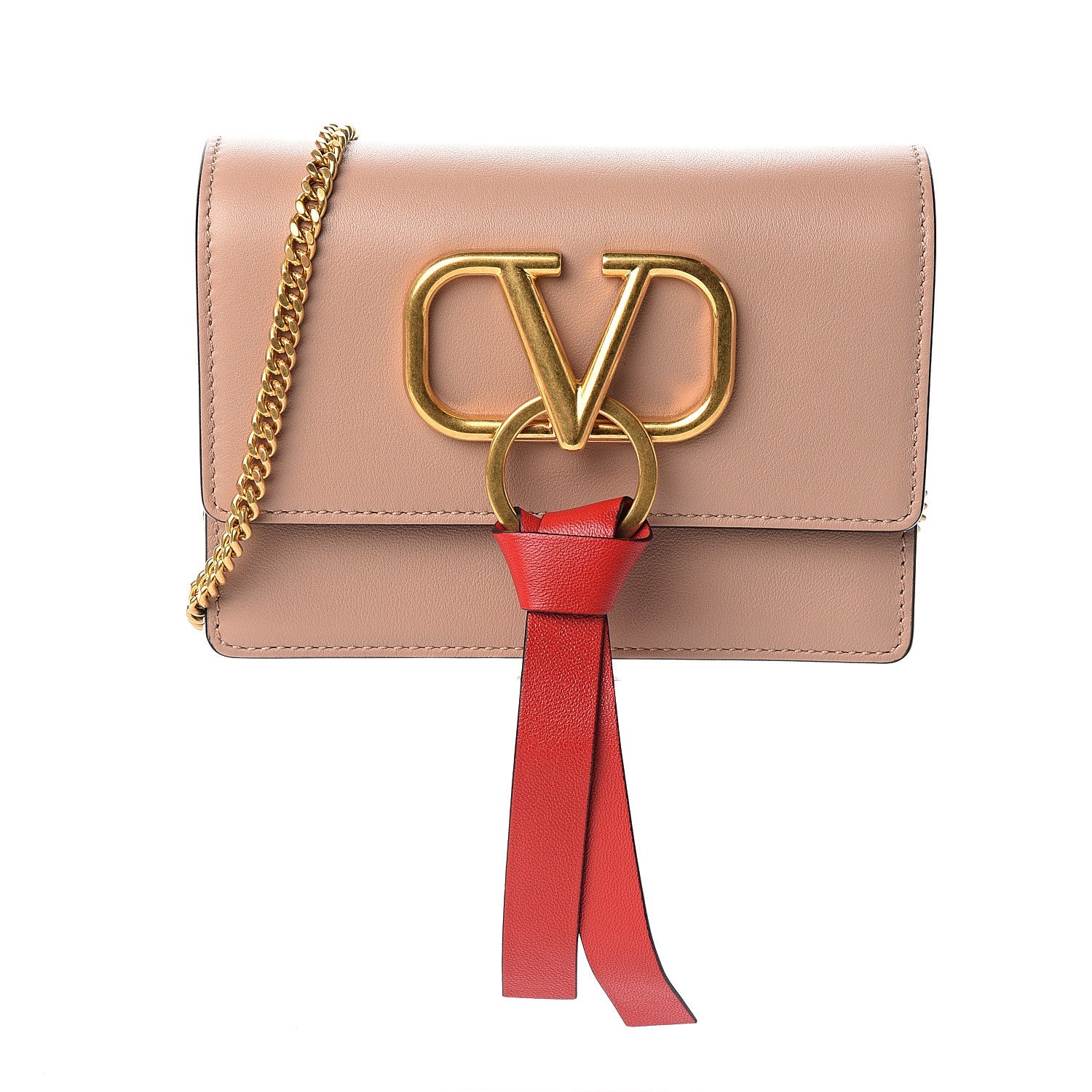 Valentino Garavani Smooth Calfskin Mini VRing Crossbody Bag Rose Cannelle 1 of 10