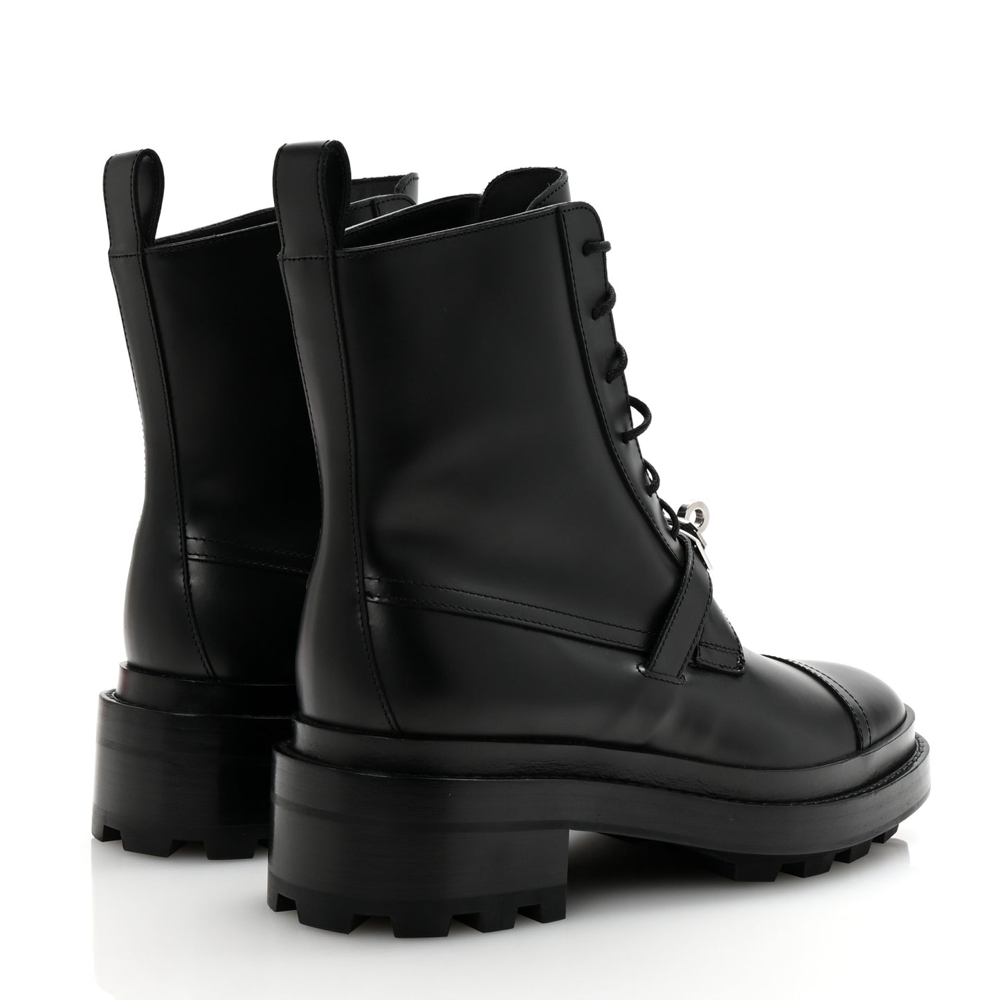 Glossed Calfskin Funk Ankle Boots 36 Black