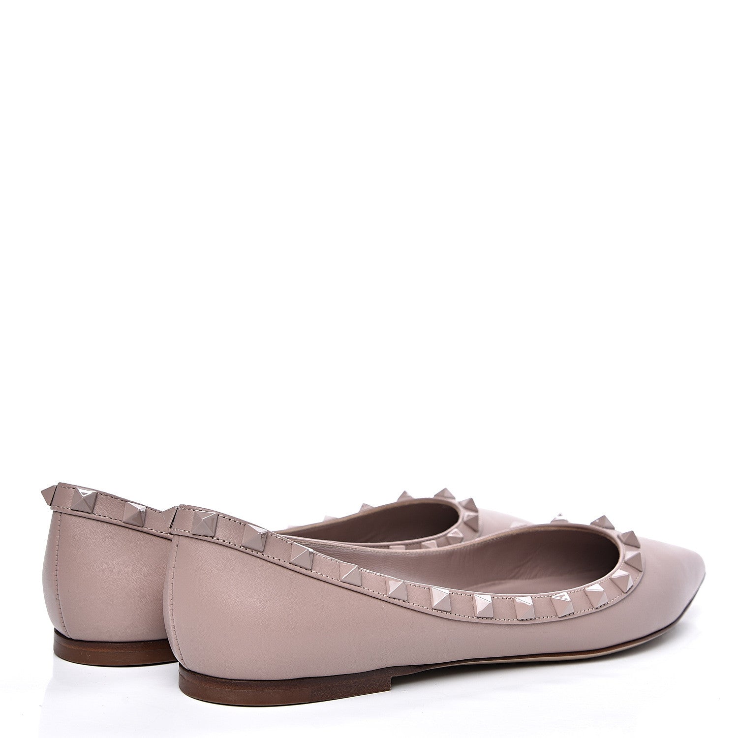 Valentino Garavani Calfskin Lacquered Monochrome Rockstud Ballerina Flats 38 Poudre 4 of 10
