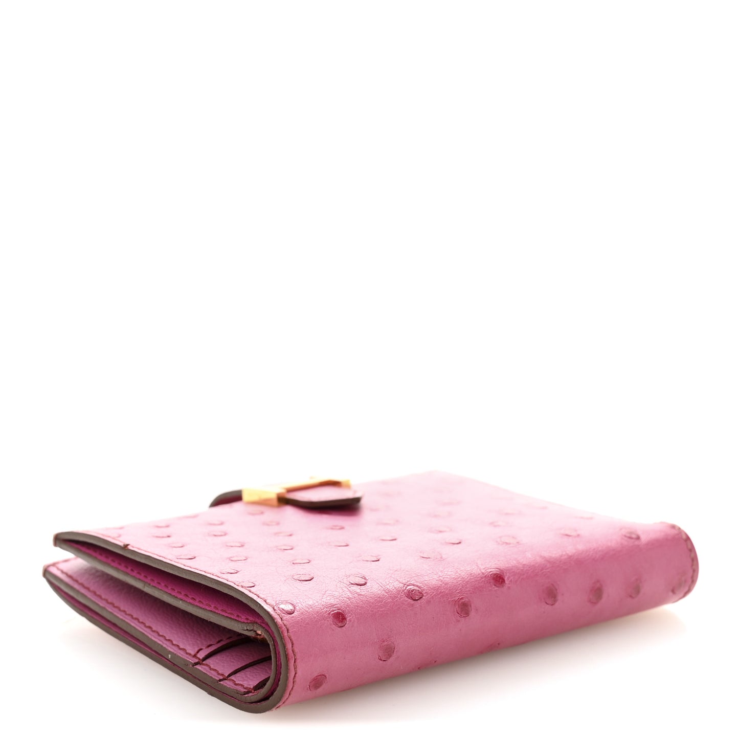 Ostrich Bearn Compact Wallet Fuchsia