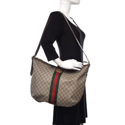 Gucci GG Supreme Monogram Web Ophidia Half Moon Hobo Brown 2 of 10