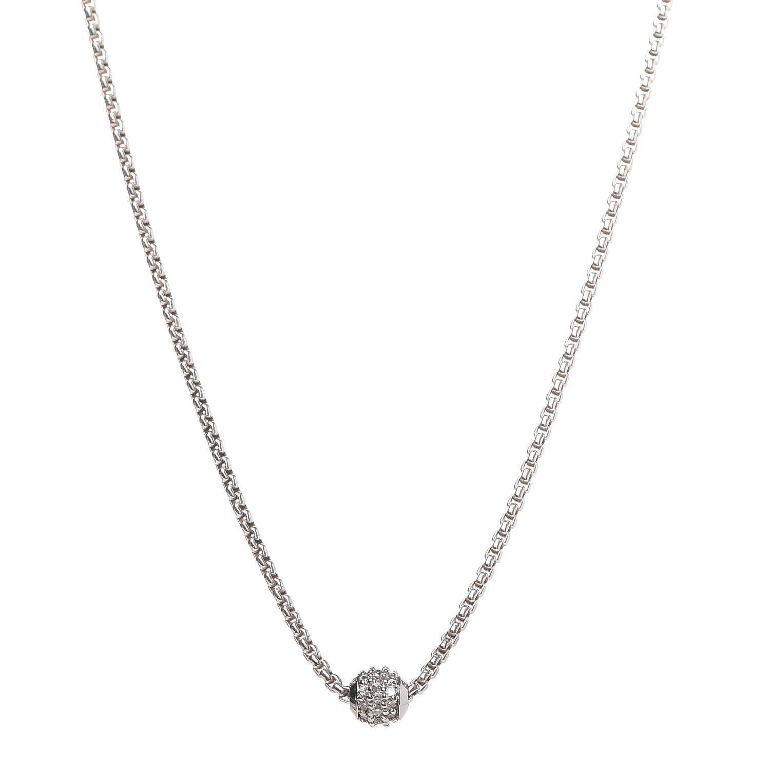 David Yurman Sterling Silver 18K White Gold Diamond Pave Ball Pendant Necklace 1 of 6