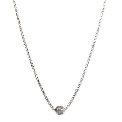 David Yurman Sterling Silver 18K White Gold Diamond Pave Ball Pendant Necklace 1 of 6