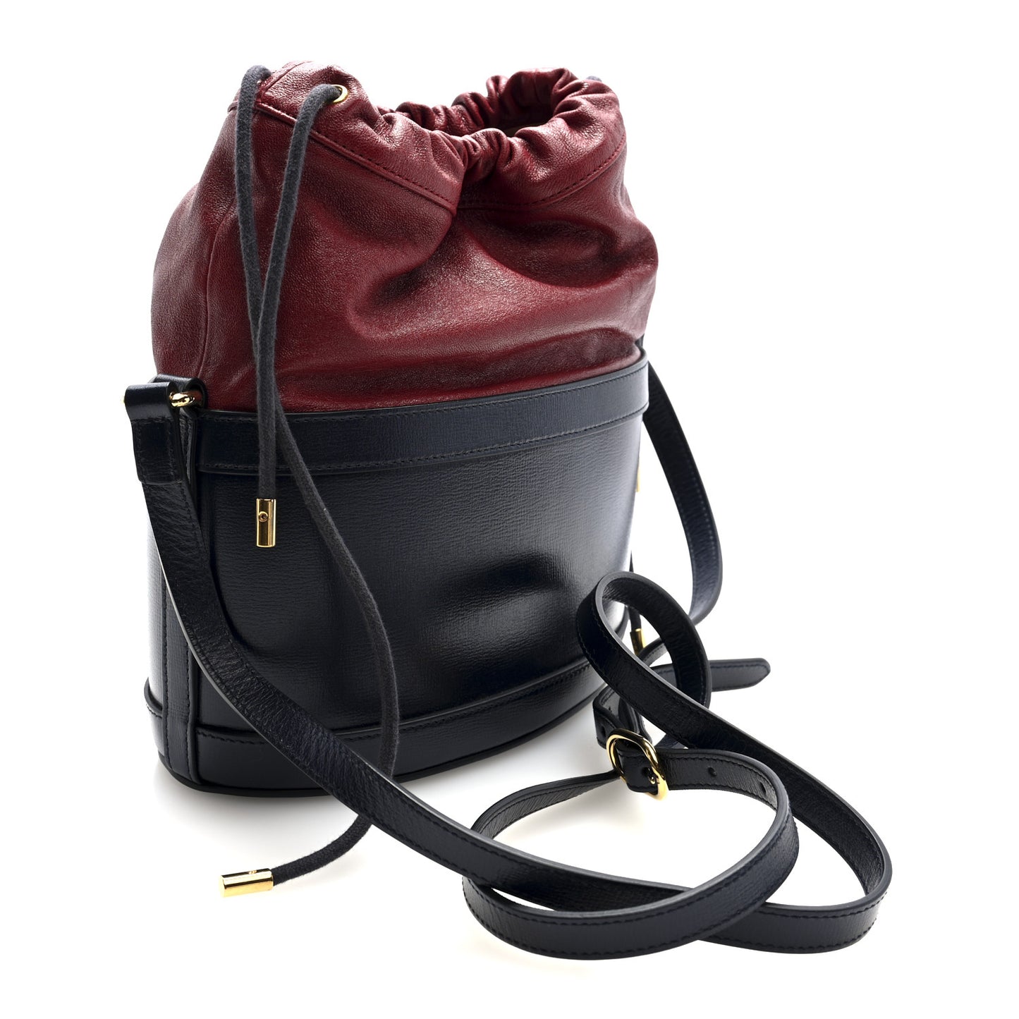Azalea Sakai Be Green Calfskin Horsebit 1955 Drawstring Bucket Bag Blue New Cherry Red