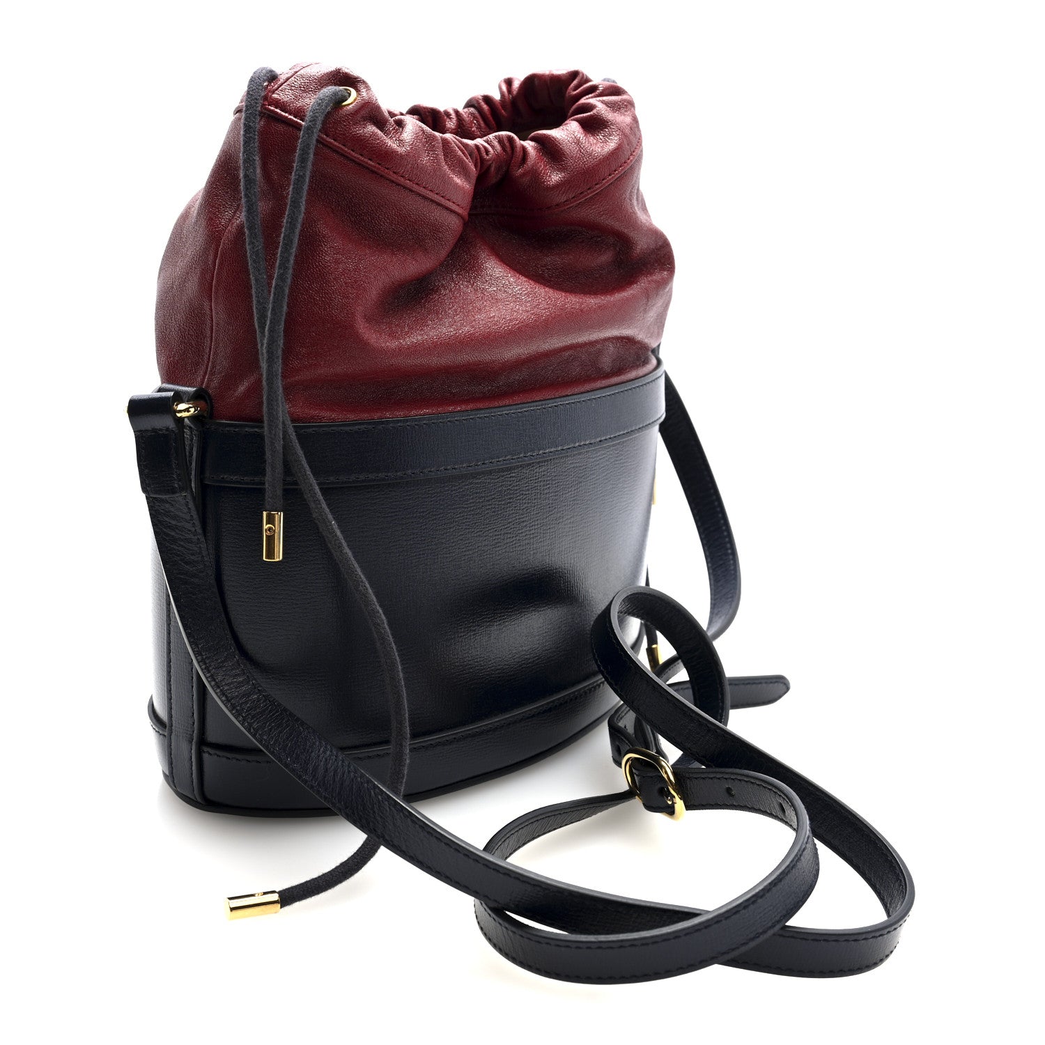 Gucci Azalea Sakai Be Green Calfskin Horsebit 1955 Drawstring Bucket Bag Blue New Cherry Red 3 of 10