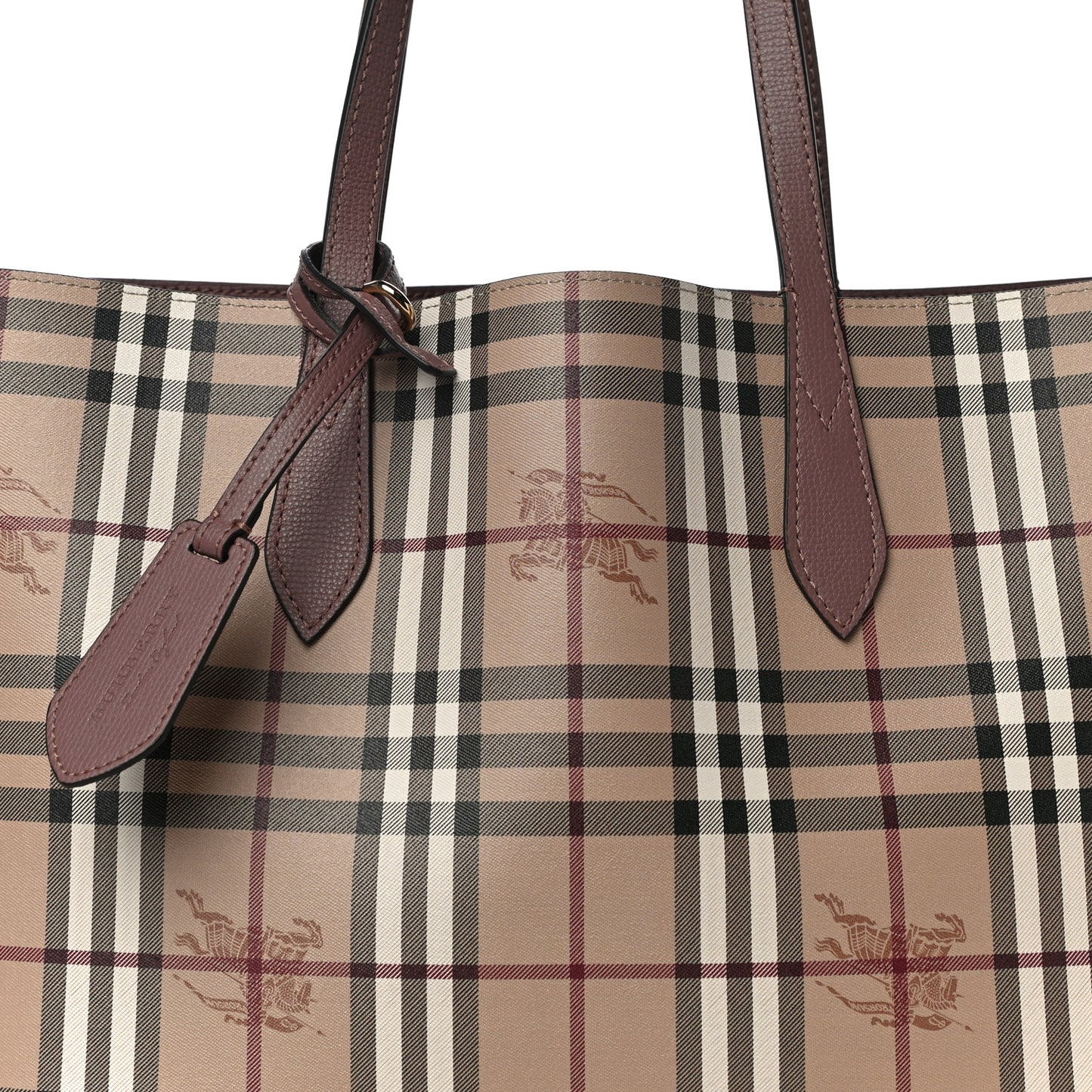 Grainy Calfskin Haymarket Check Medium Reversible Tote Light Elderberry