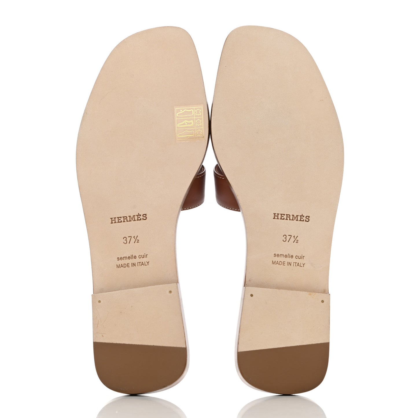 Box Calfskin Oran Sandals 37.5 Gold