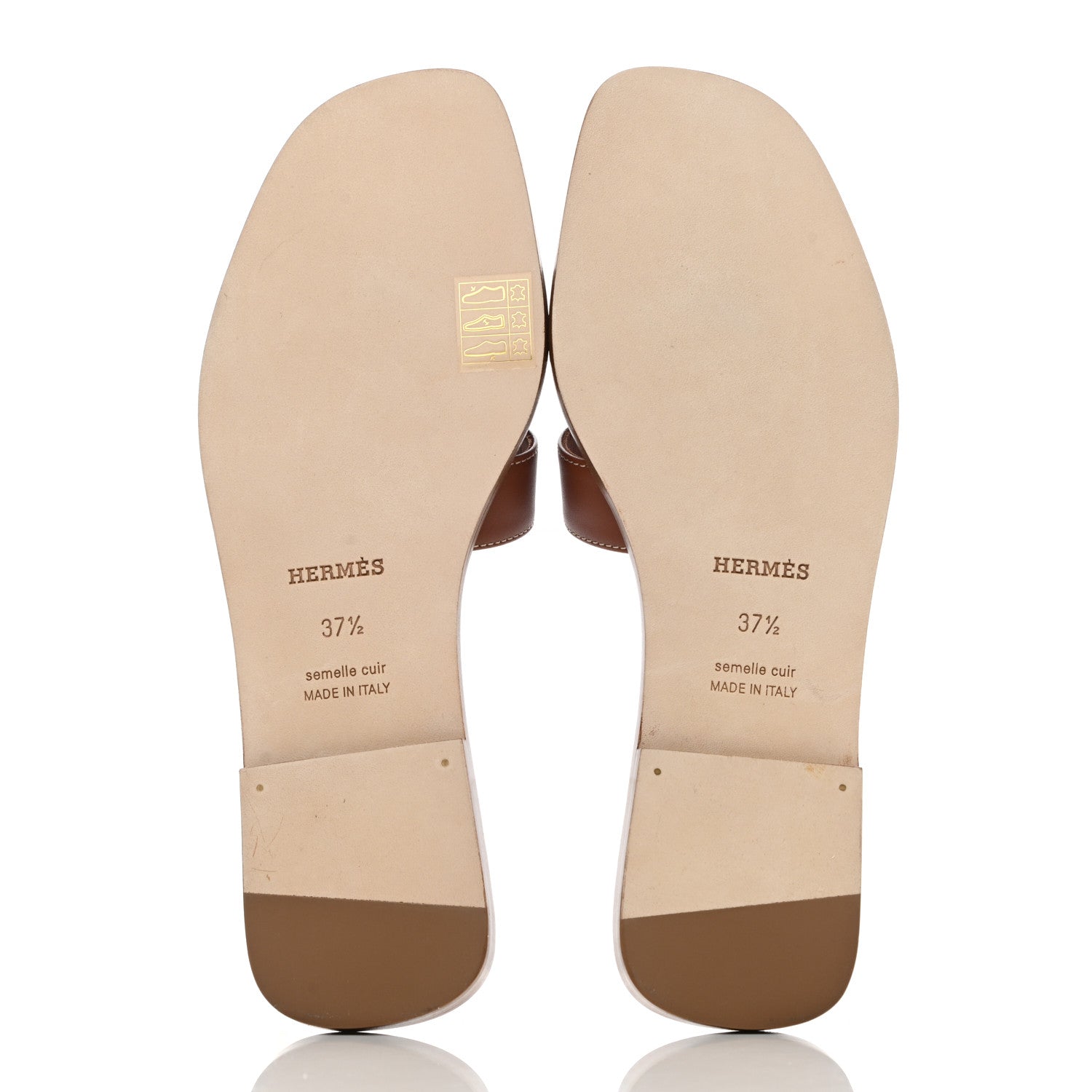 Hermes Box Calfskin Oran Sandals 37.5 Gold 5 of 8