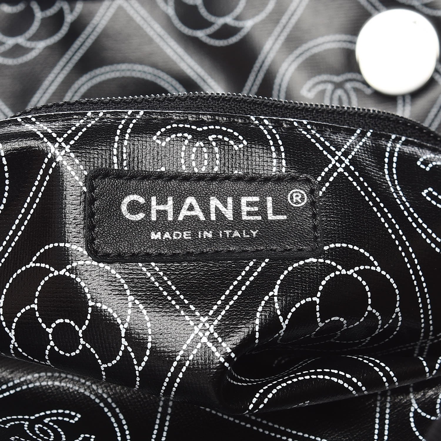 Chanel Coated Canvas Camellia Medium Shopping Tote Black Beige 7 of 10