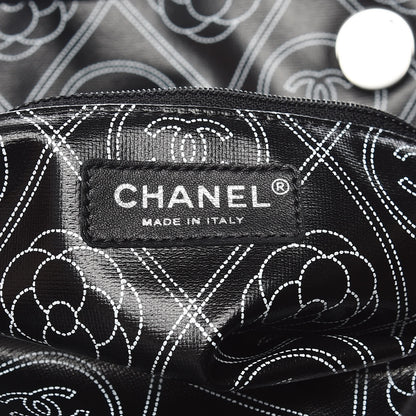 Chanel Coated Canvas Camellia Medium Shopping Tote Black Beige 7 of 10