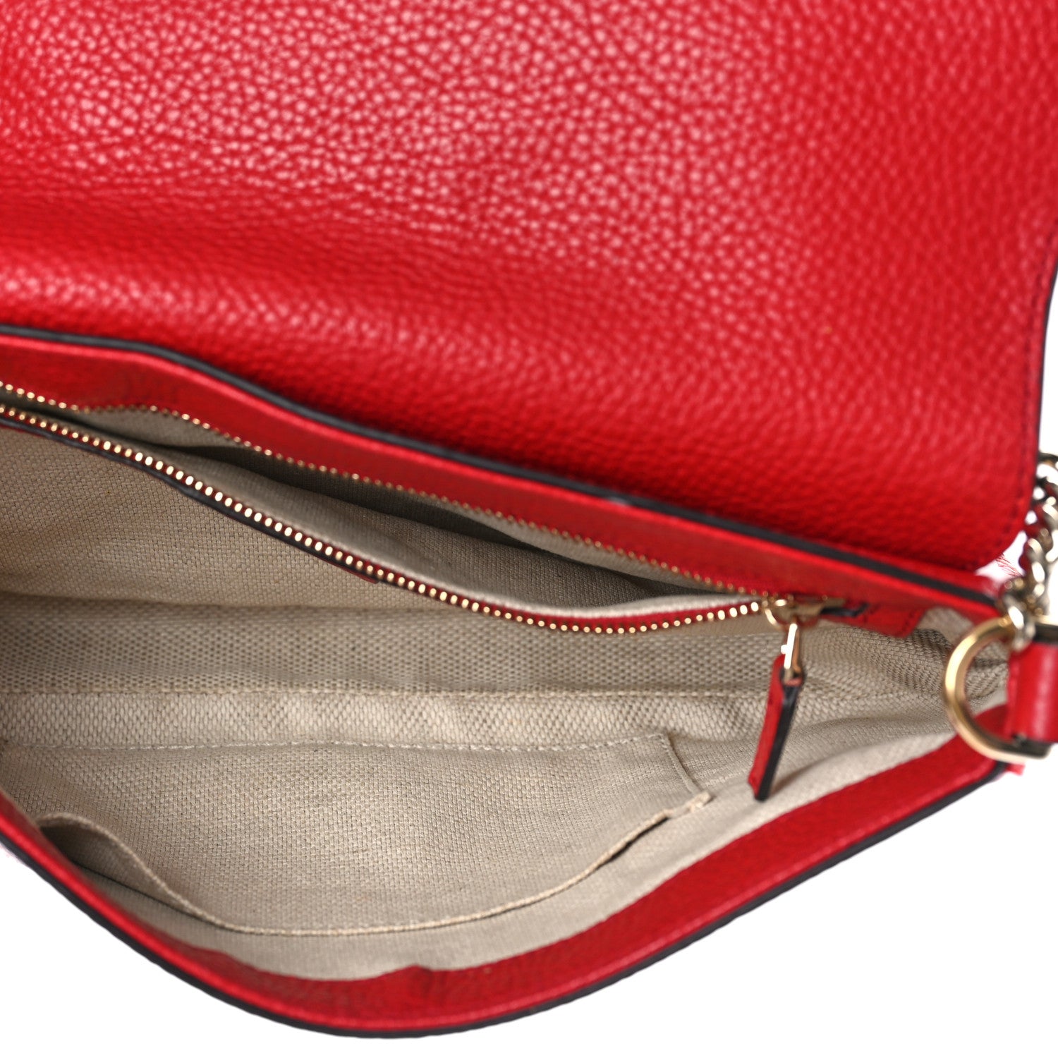 Gucci Pebbled Calfskin Medium Soho Flap Crossbody Tabasco Red 4 of 11