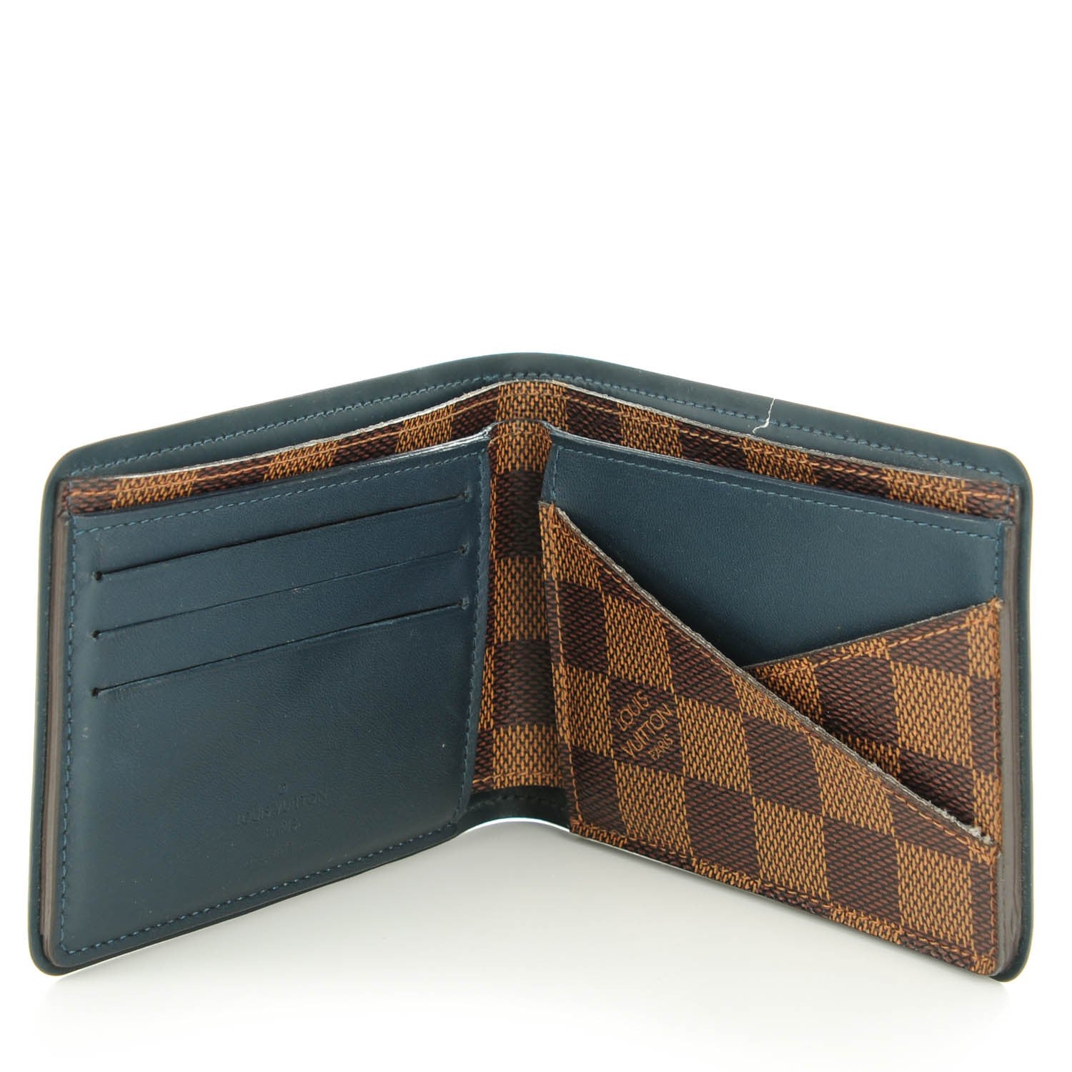 Louis Vuitton Damier Ebene Calfskin Multiple Wallet Blue 5 of 7