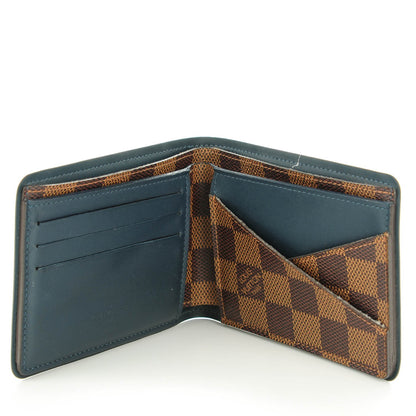 Louis Vuitton Damier Ebene Calfskin Multiple Wallet Blue 5 of 7