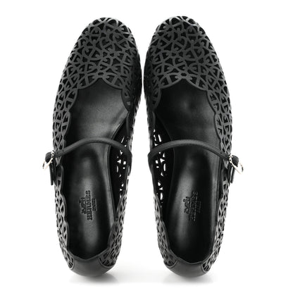 Hermes Calfskin Meli Ballet Flats 38.5 Black 2 of 10