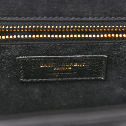 Saint Laurent Grain De Poudre Textured Mixed Matelasse Large Triquilt Monogram Satchel Black 6 of 9