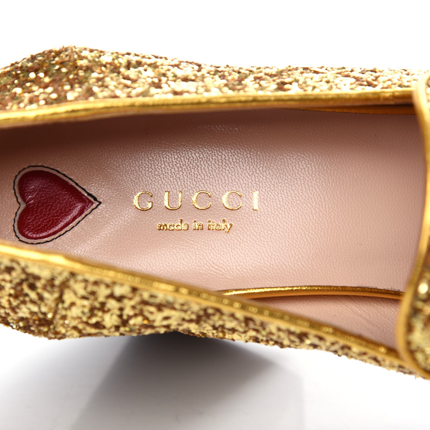 Gucci Glitter Nappa Web Peyton 75mm Loafer Pumps 39 Oro Vecchio 8 of 11