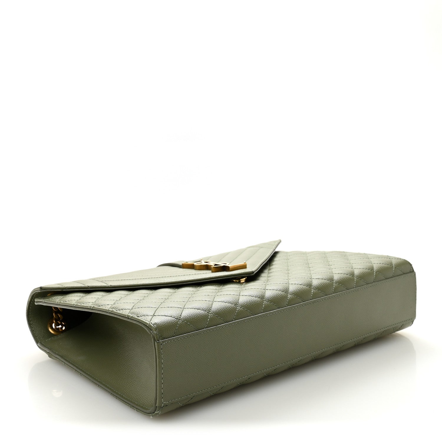 Saint Laurent Grain De Poudre Textured Mixed Matelasse Large Triquilt Monogram Satchel Light Sage 4 of 12