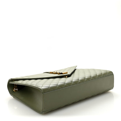 Saint Laurent Grain De Poudre Textured Mixed Matelasse Large Triquilt Monogram Satchel Light Sage 4 of 12