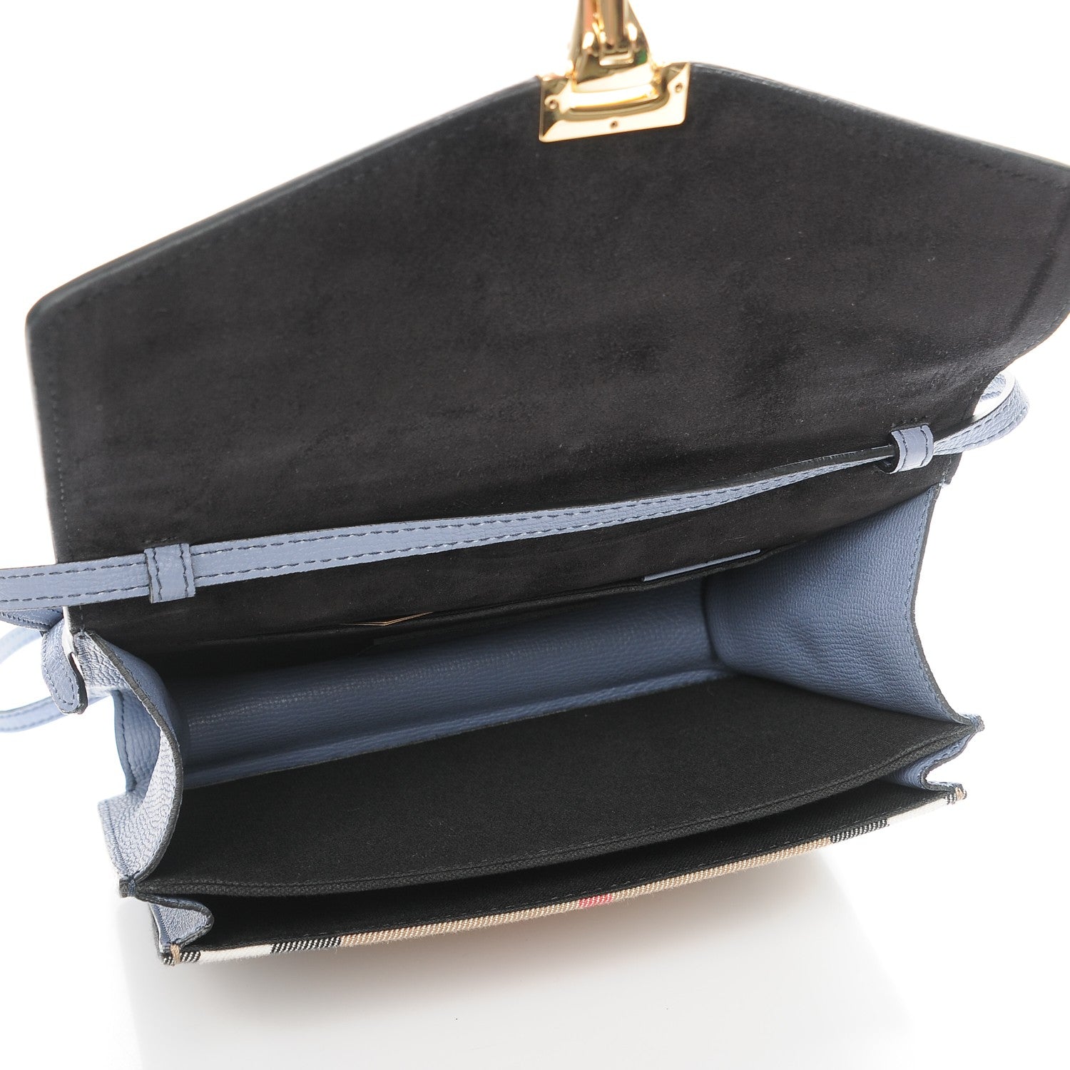 Burberry Derby Calfskin House Check Small Macken Crossbody Bag Slate Blue 5 of 9