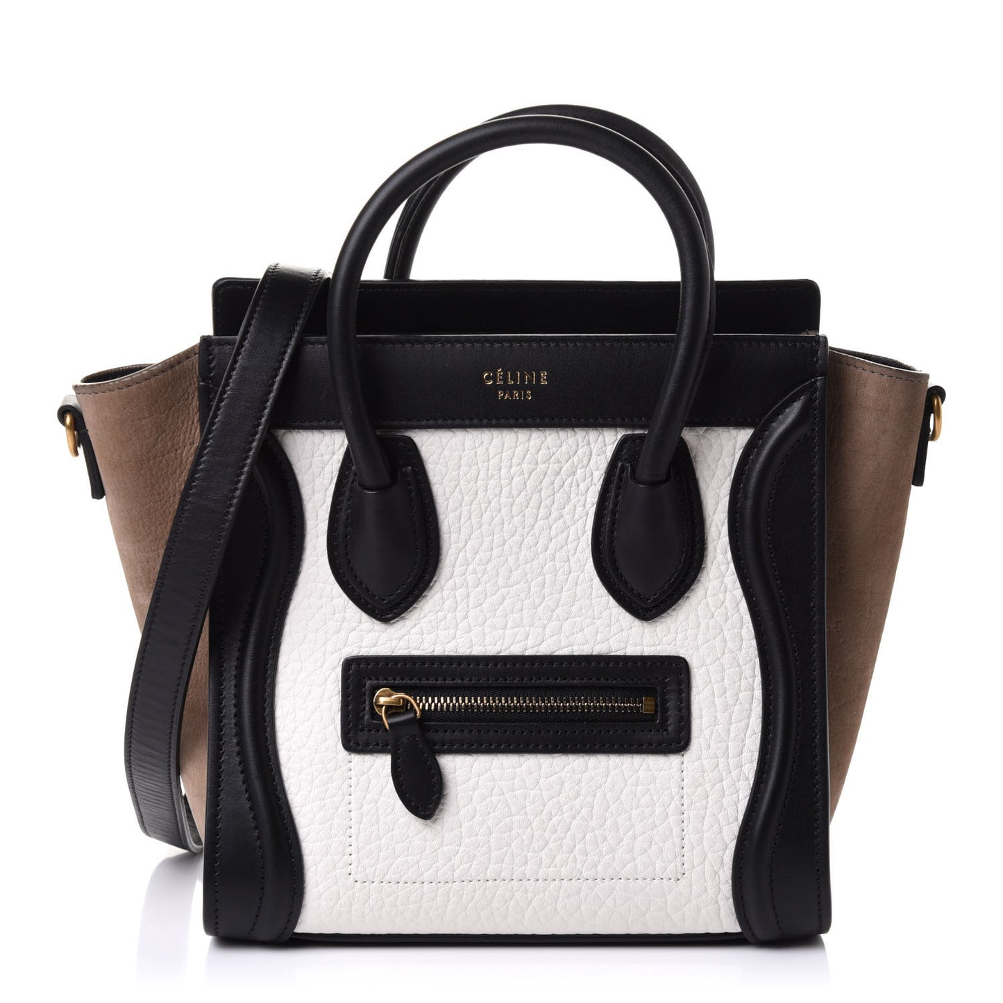 Bullhide Calfskin Suede Nano Tri-Color Luggage White