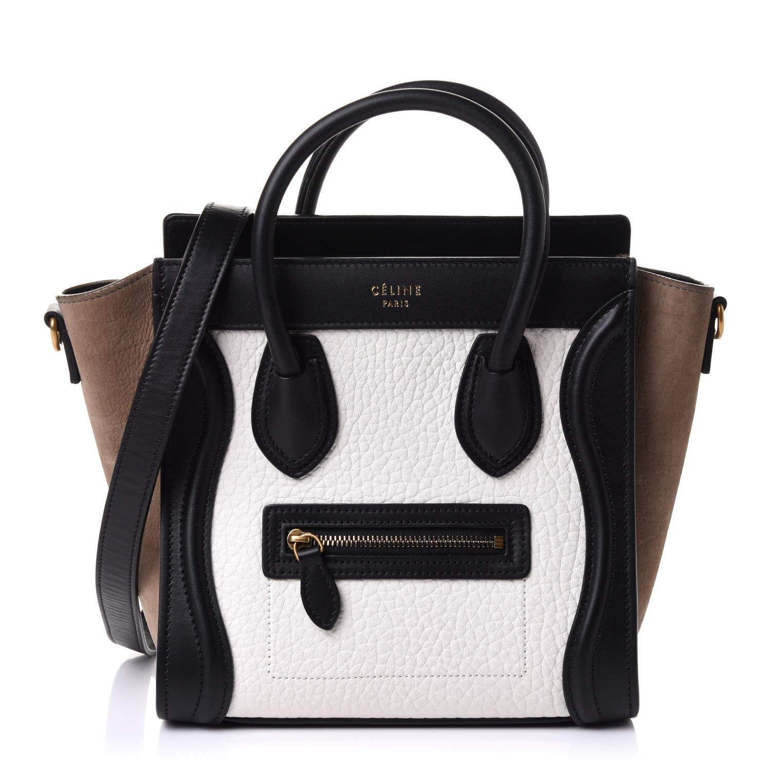 Celine Bullhide Calfskin Suede Nano Tri-Color Luggage White 1 of 8