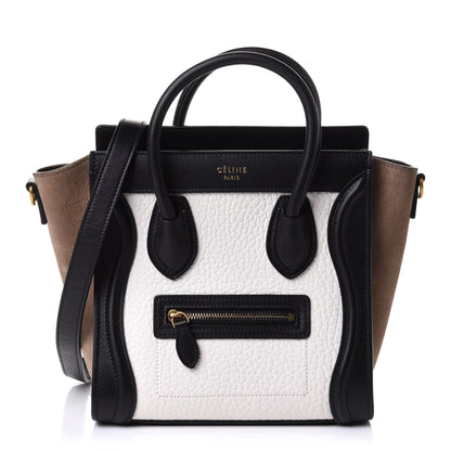 Celine Bullhide Calfskin Suede Nano Tri-Color Luggage White 1 of 8