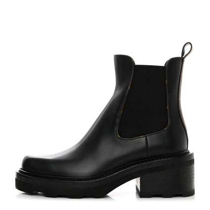 Louis Vuitton Calfskin Monogram Beaubourg Ankle Boots 39.5 Black 1 of 8