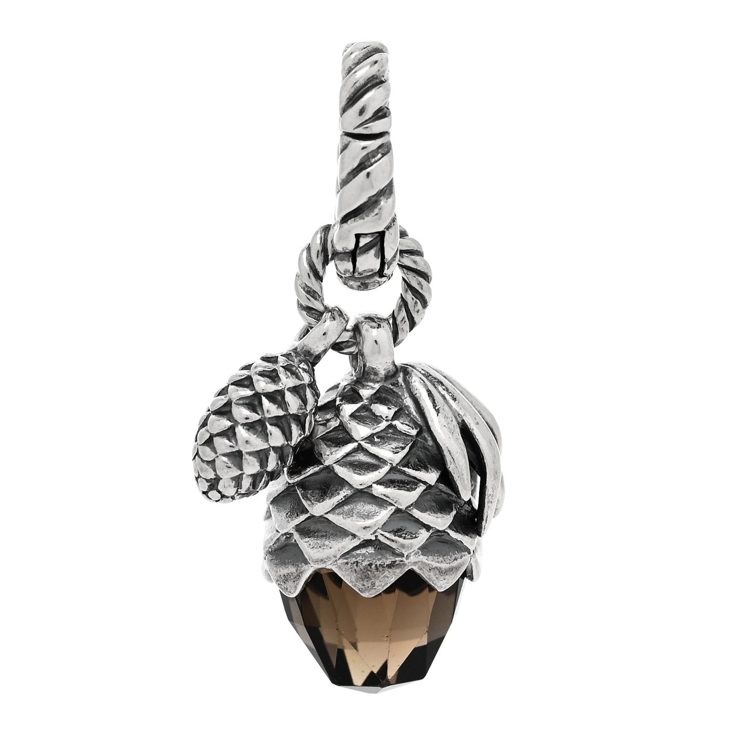 Sterling Silver Smoky Quartz Acorn and Pine Cone Charm