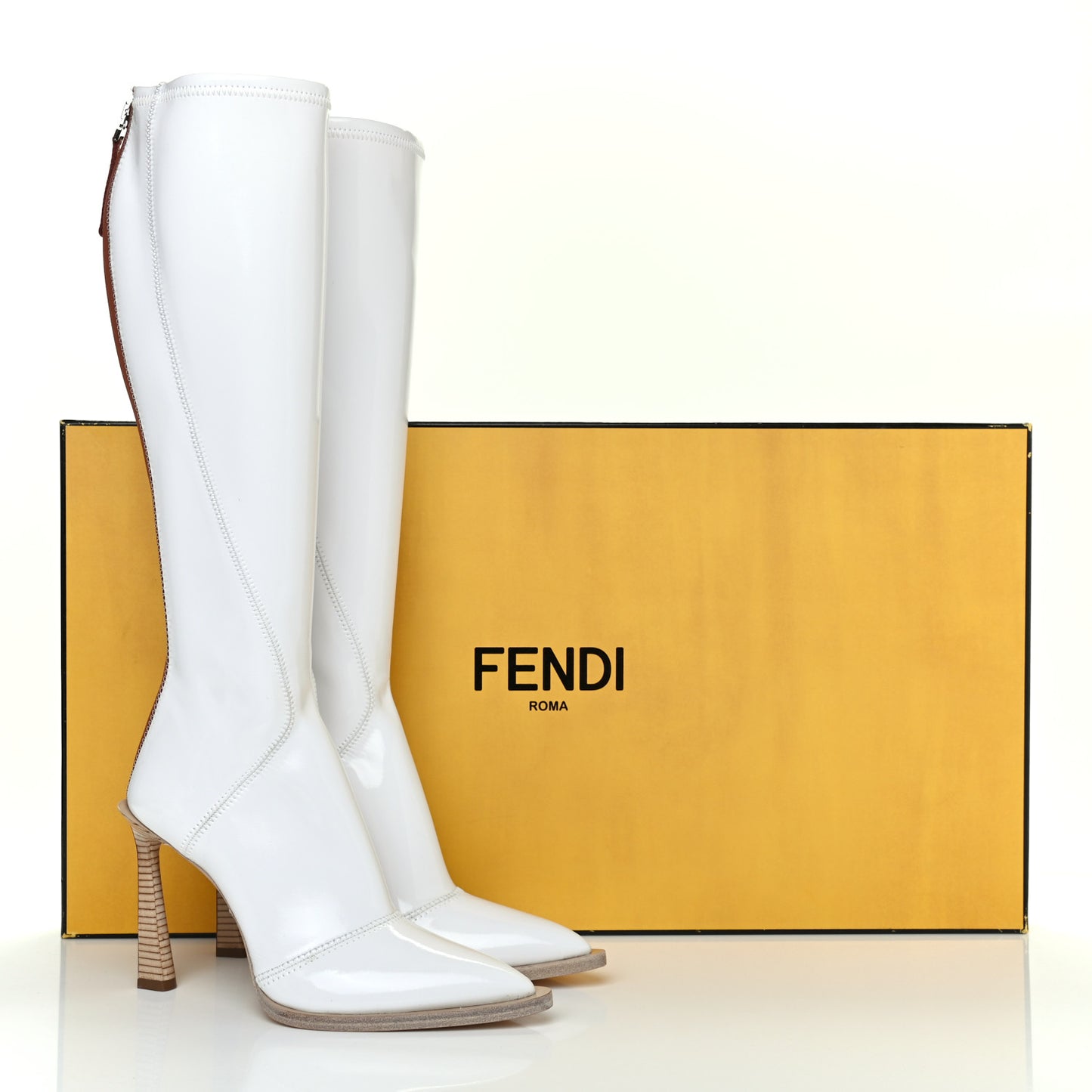 Glossy Neoprene FFrame Boots 36 White