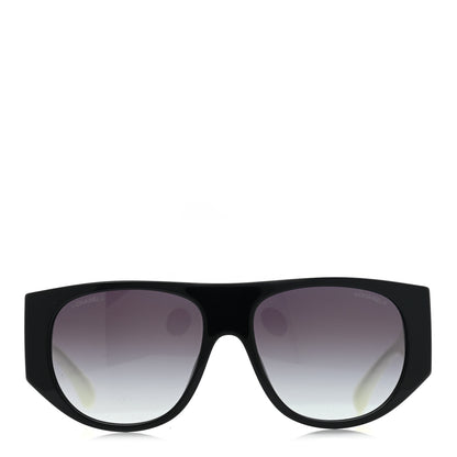 Chanel Acetate Quilted CC Pilot Sunglasses 71465 White Black 2 of 8