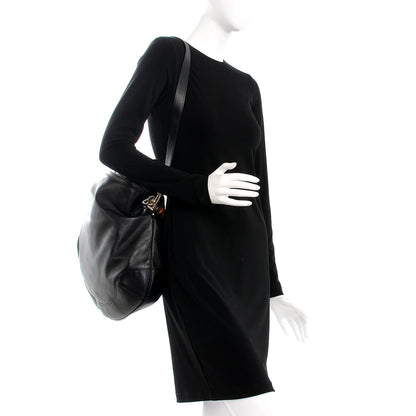 Gucci Calfskin Peggy Bamboo Top Handle Hobo Black 2 of 8