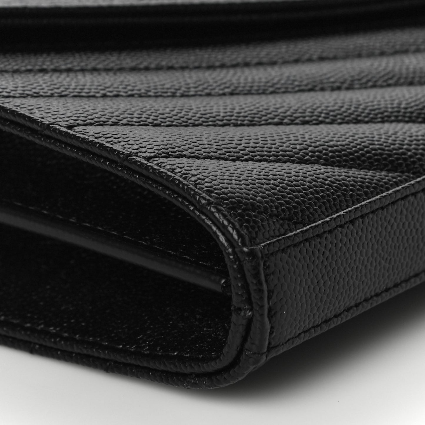 Grain De Poudre Matelasse Chevron Monogram Chain Wallet Black