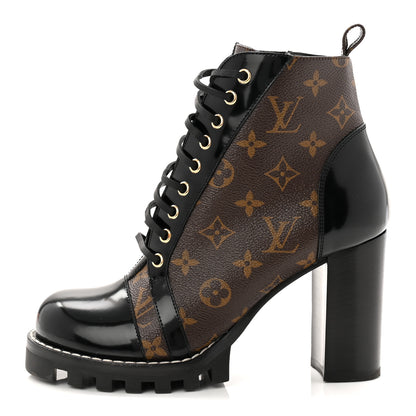 Louis Vuitton Patent Calfskin Monogram Star Trail Ankle Boots 40 Black 1 of 9