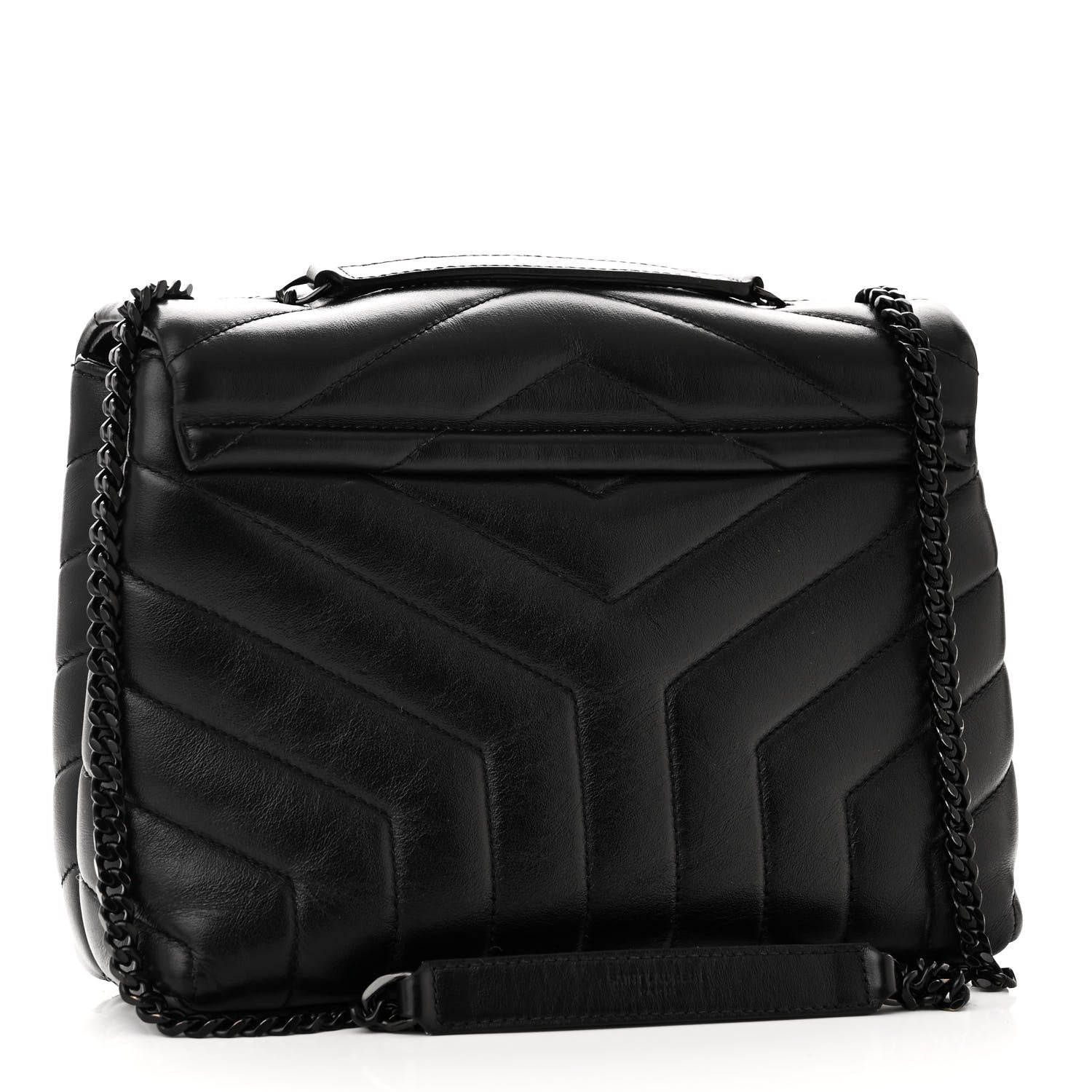 Saint Laurent SAINT LAURENT Calfskin Y Quilted Monogram Monochrome Small Loulou Chain Satchel Black 2 of 10