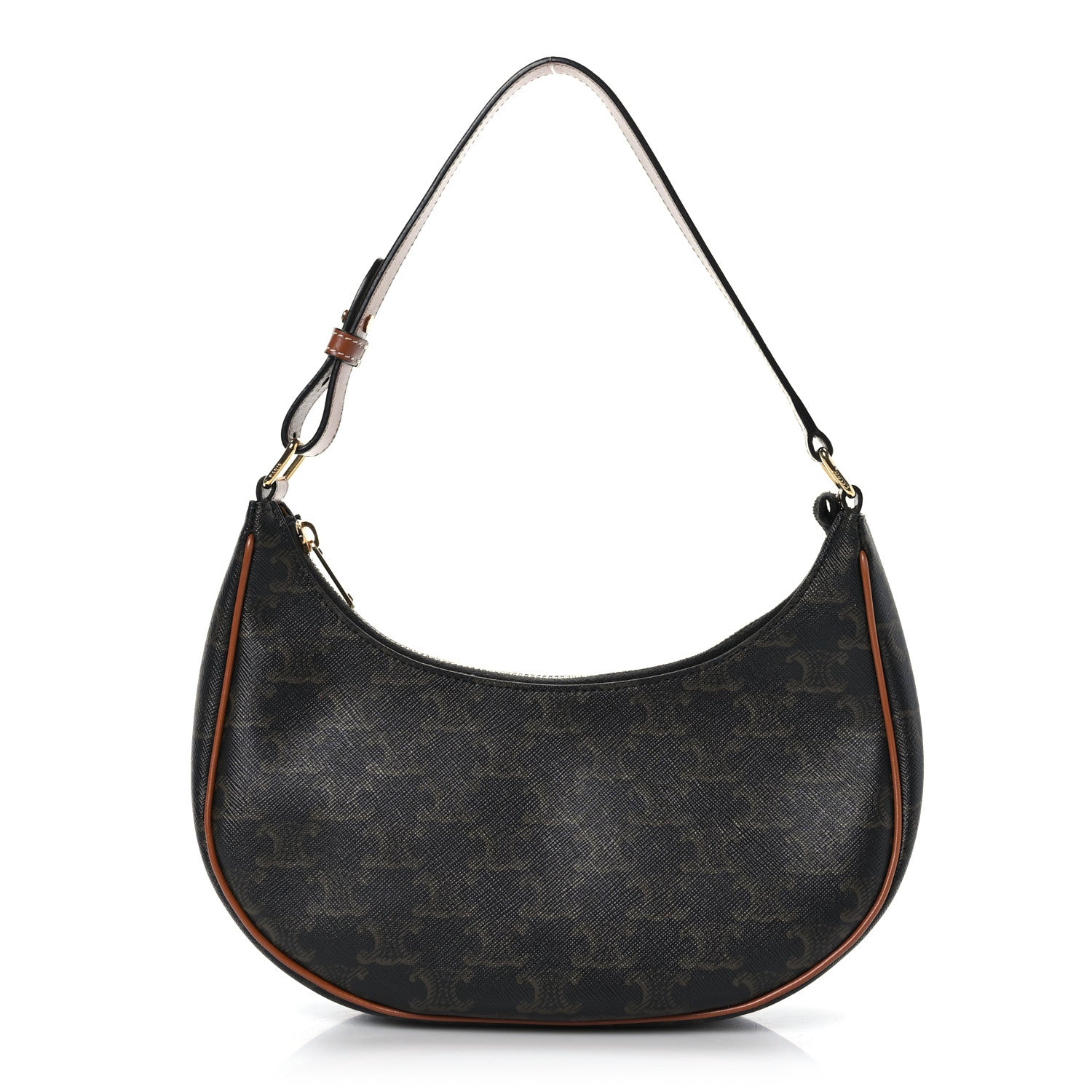 Celine Triomphe Canvas Calfskin Ava Shoulder Bag Tan 1 of 8