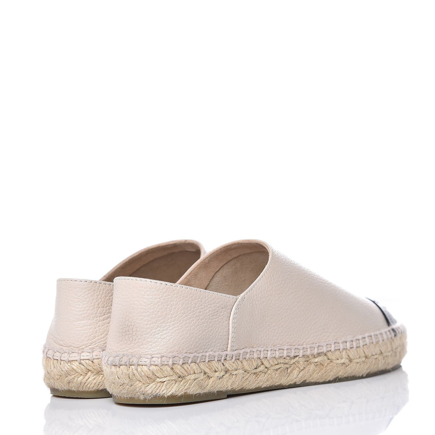 Chanel Grained Calfskin CC Espadrilles 37 Beige Black 4 of 9