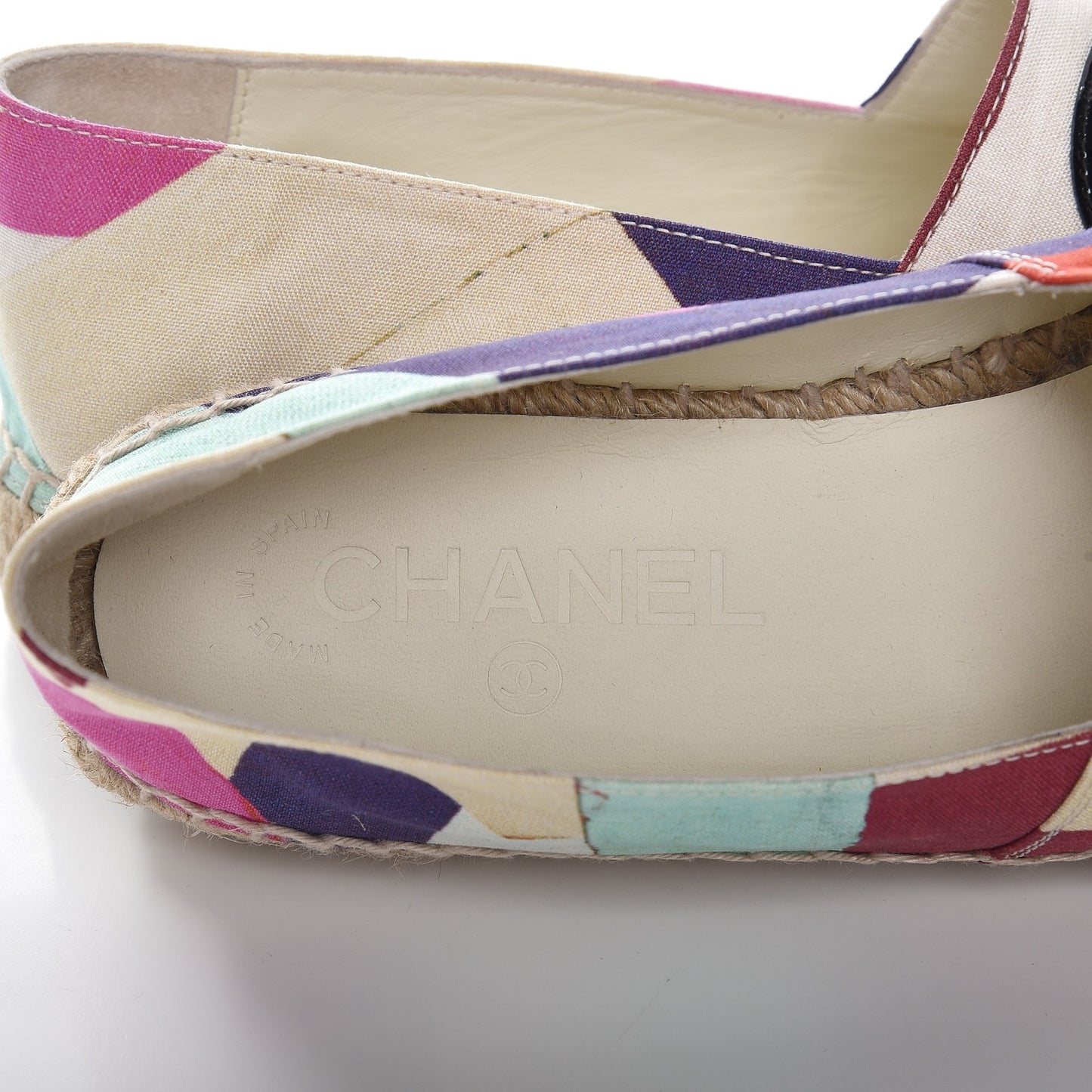 Patent Fabric Striped CC Espadrilles 37 Multicolor Black