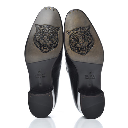 Gucci Goatskin Mens Chain Mid Heel Loafers 8 Black 6 of 11