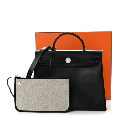 Hermes Toile H Berline Vache Hunter Herbag Zip PM 31 Black Ecru 12 of 12