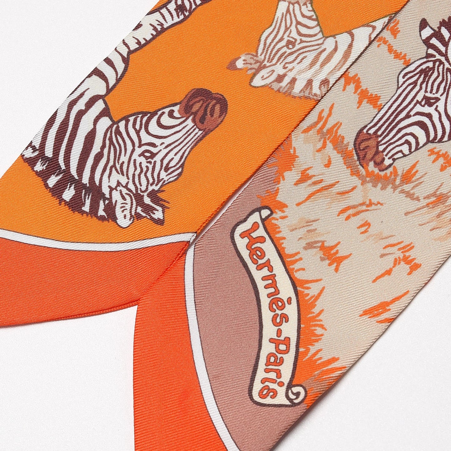 Silk Les Zebres Twilly Orange Beige Brun