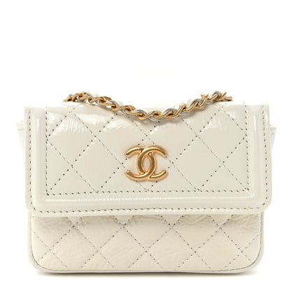 Chanel Shiny Aged Calfskin Quilted Waist Belt Bag White 1 of 11