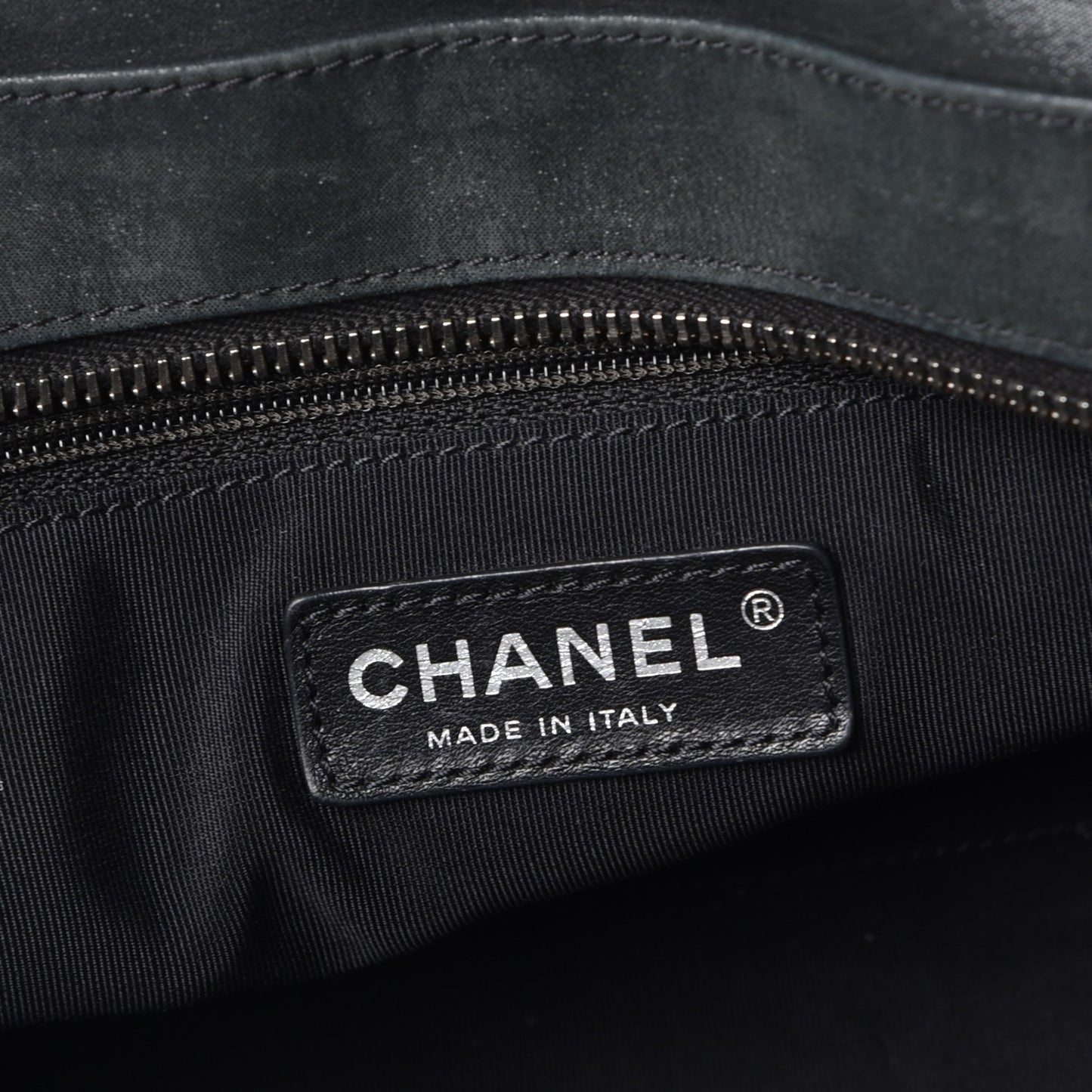 Iridescent Calfskin Chic Quilt Bowling Bag Black